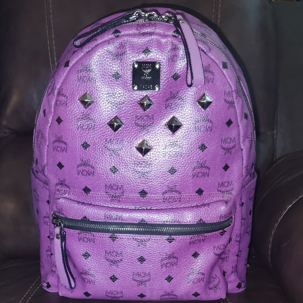 MCM Purple Backpack with Silver Studs